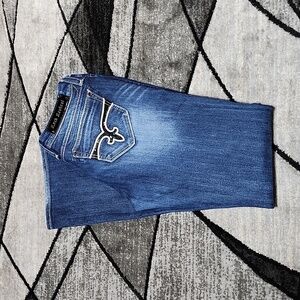 ROCK REVIVAL CHARLOTTE BLACK SEQUINS RHINESTONES EASY-FIT BOOT LEG DENIM JEAN